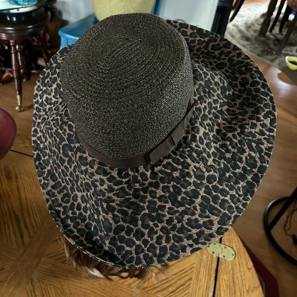 Vintage Floppy Wide Leopard Brim Sun Hat - Picture 3 of 7